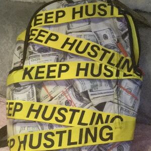 Sprayground Yellow Keep Hustling Money-Print Backpack